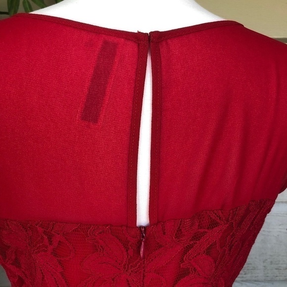 Julian Taylor NY Red Sheer & Lace Dress - Picture 3 of 6